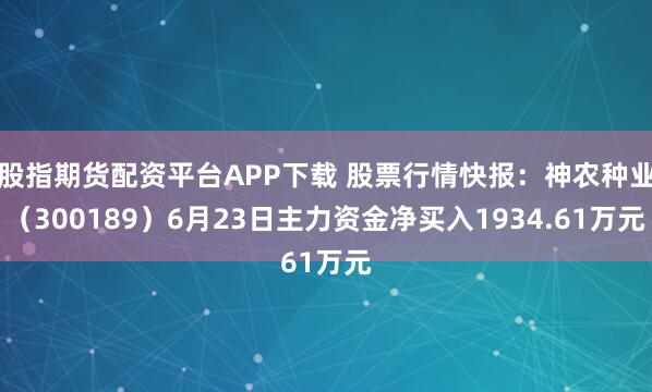 股指期货配资平台APP下载 股票行情快报：神农种业（300189）6月23日主力资金净买入1934.61万元